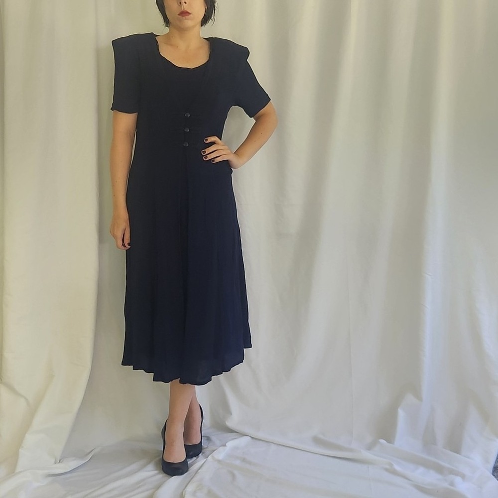 90s Blue Rayon Corset Back Maxi Dress